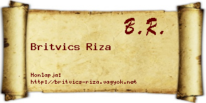 Britvics Riza névjegykártya